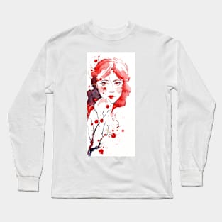 Water Leaves 6 - Watercolor Woman Portrait Long Sleeve T-Shirt